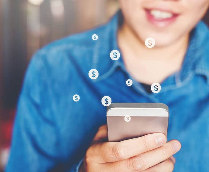 using a phone to shop online